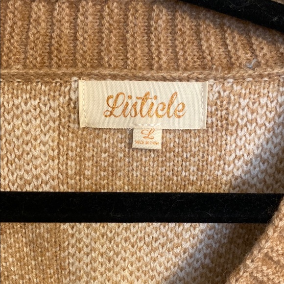 Vici listicle Brown and White Checkered Cardigan Sweater large - Picture 2 of 3